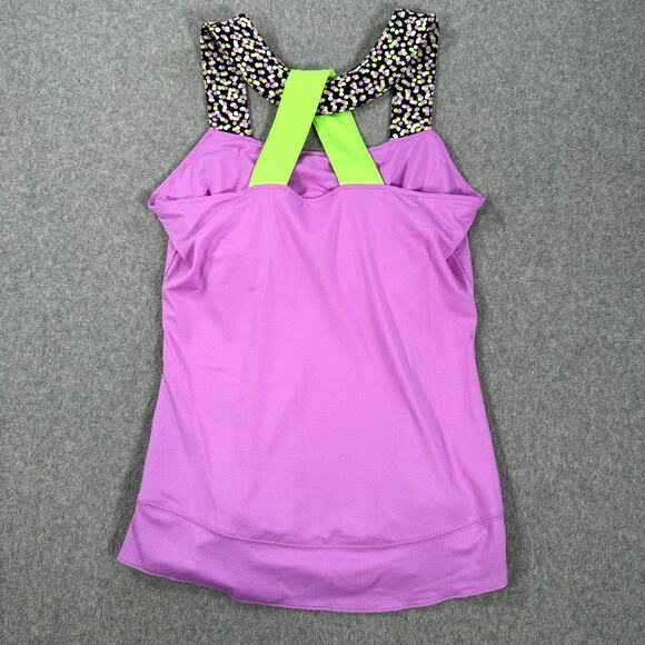 Jofit Wide Strap Crossover Back Active Top Women's Small Purple Green Shelf Bra - Picture 8 of 9